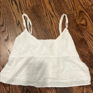 White Crop Peplum Camisole Top